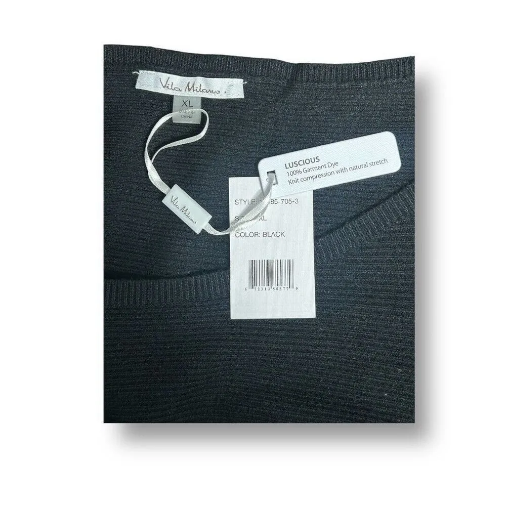 NWT Vila Milano XL Black Ribbed Knit Top Relaxed Minimalist Neutral Office Comfy - Image 6