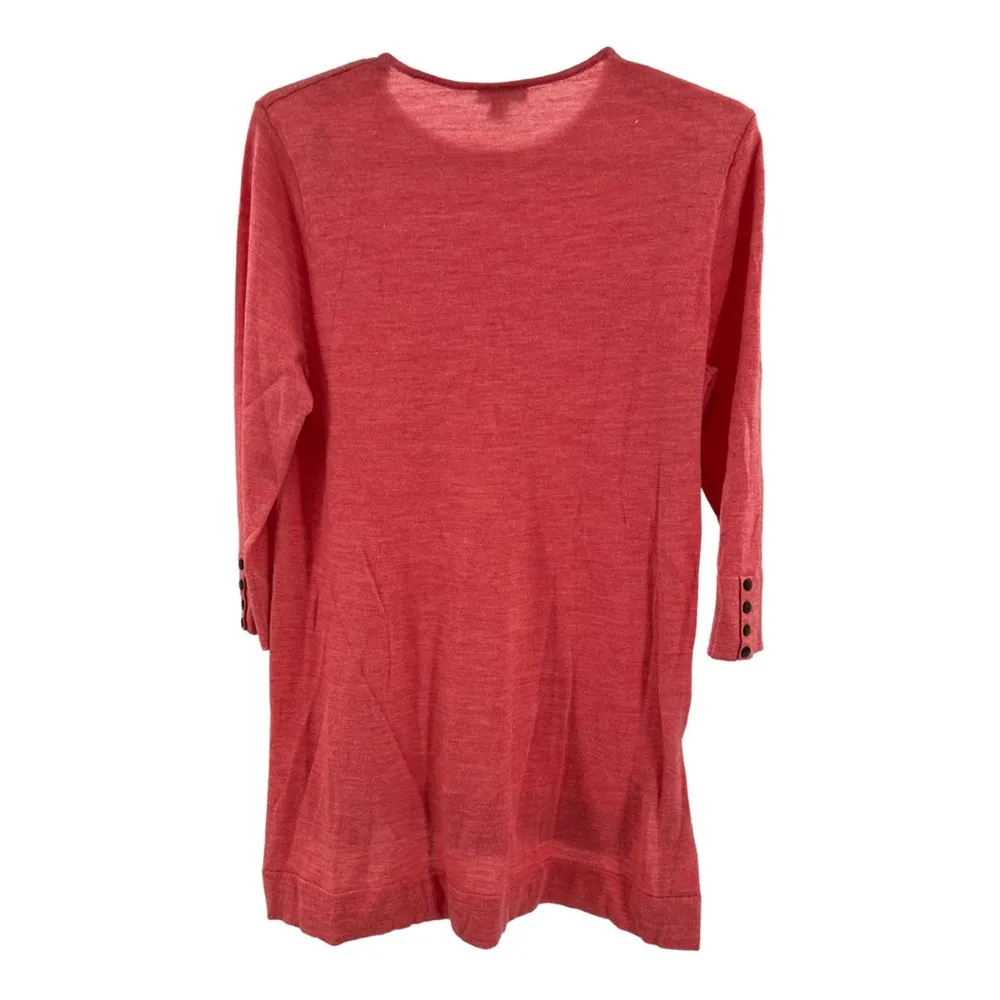 J Jill Merino Wool Tunic Sweater S 3/4 button sleeve office Capsule Minimalist - Image 2