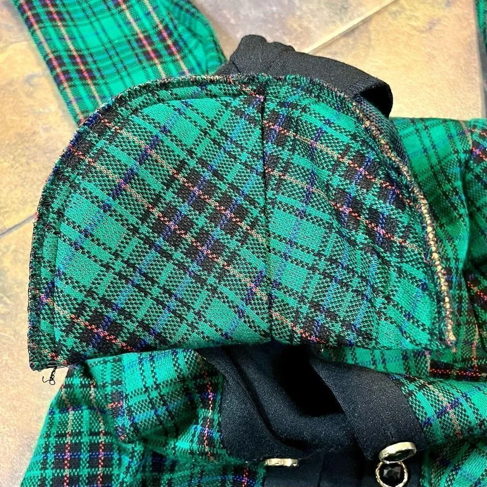 Leslie Fay Green Red Blue Black Plaid Holiday Blazer Size 8 - Image 11