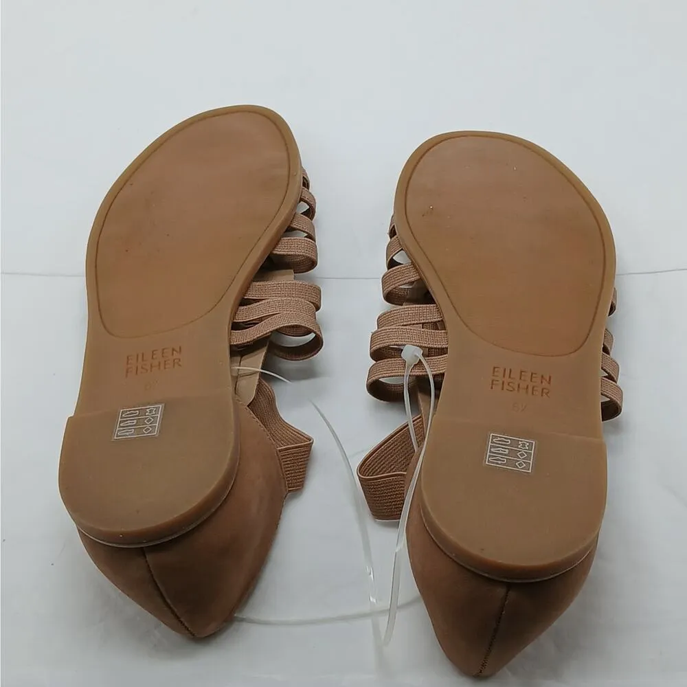 Eileen Fisher Rato Gladiator Sandals Womens 6.5 Tan Suede Open Toe Shoes Flats - Image 7