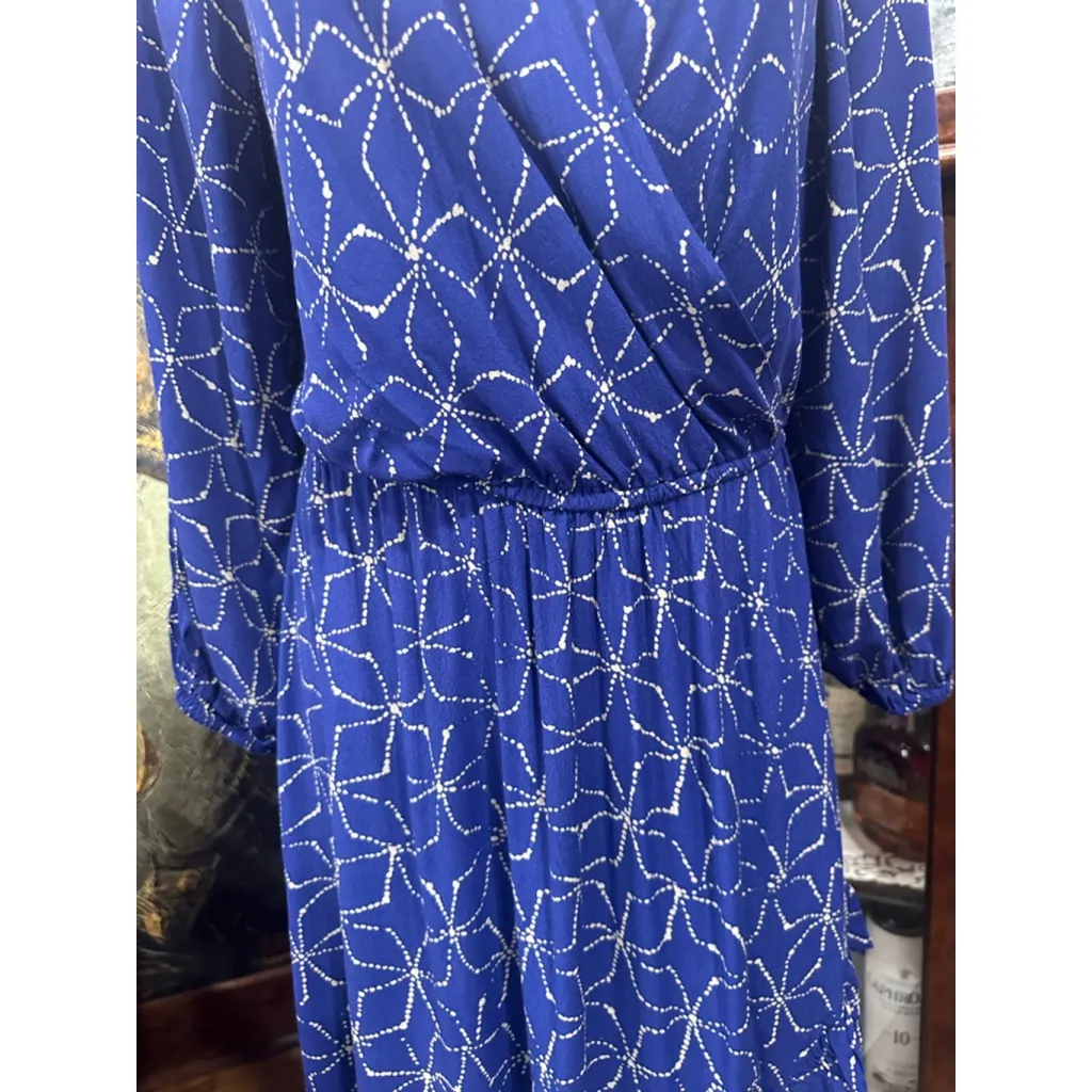 Women's Plenty by Tracy Reese Blue White Long Sleeve Dress M Size M - Image 2
