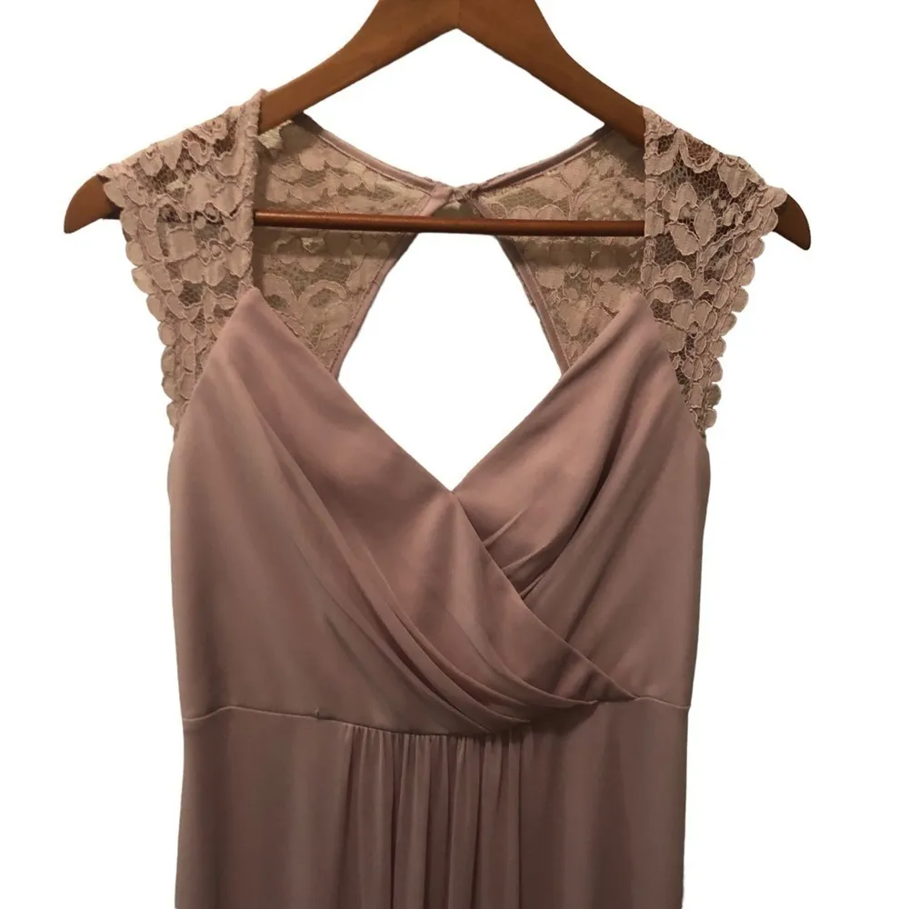 David Bridal Long Bridesmaid Dress Lace Cap Sleeve Sz 8 Dusty Pink
STYLE F19505 - Image 4