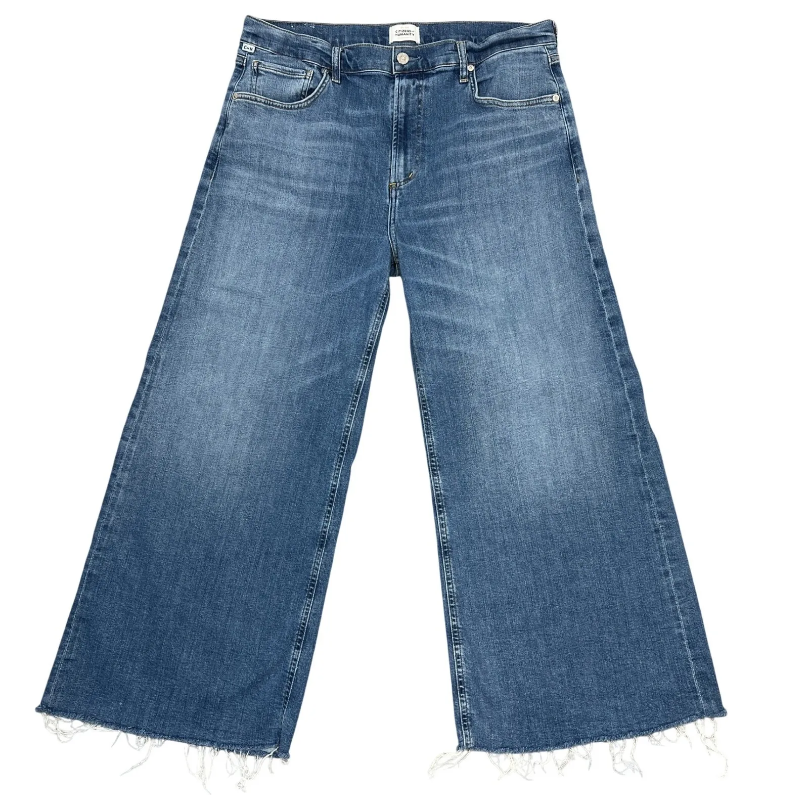 Citizens of Humanity Lyra Wide Leg Crop Jeans 32" Abliss Raw Hem - Image 3