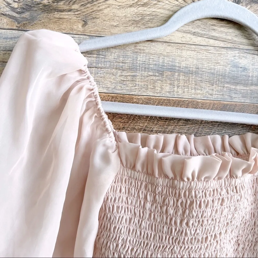 LANI THE LABEL smocked crop Top XSMALL dusty pink puffs sleeves blush NEW - Image 12