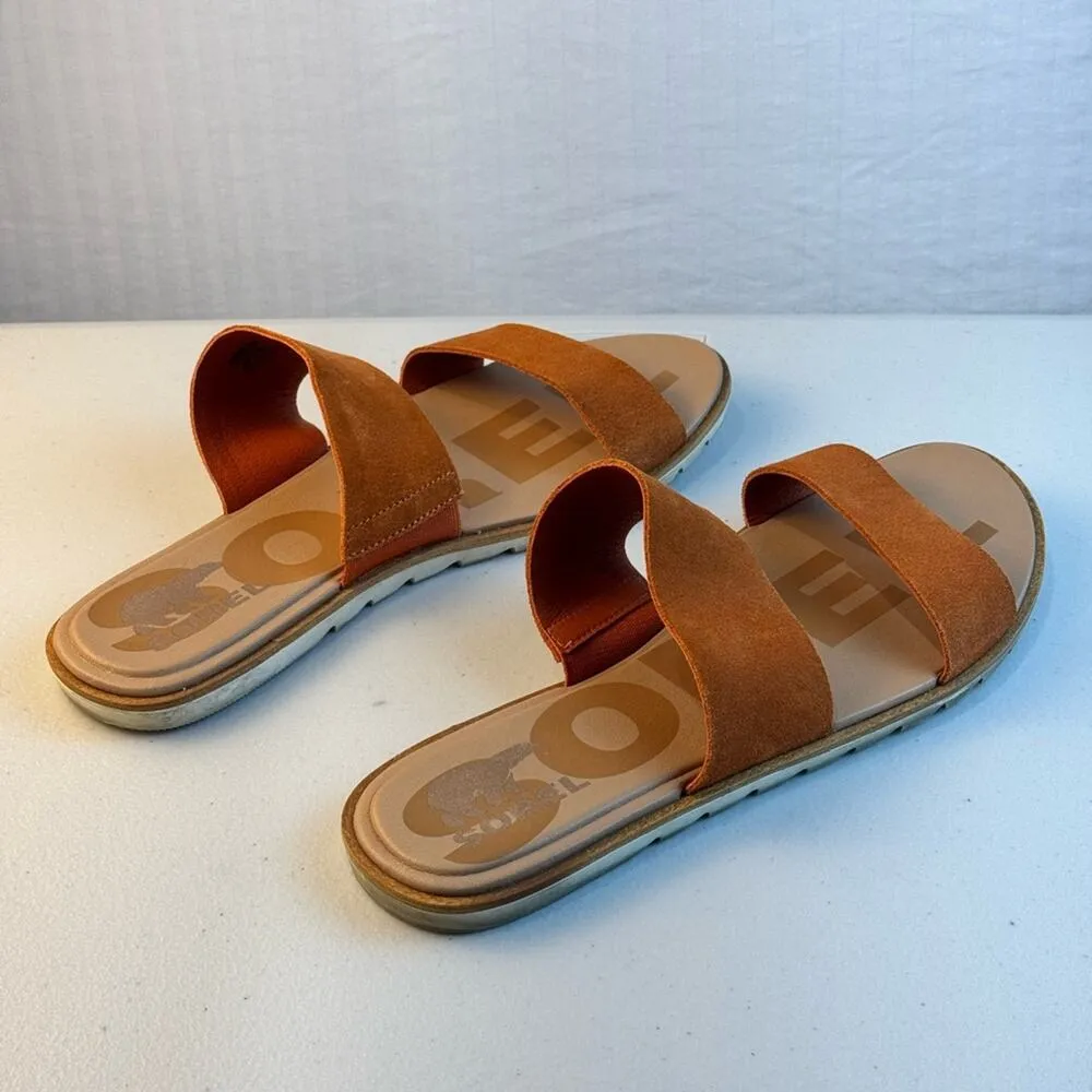 Sorel Ella II Slide Sandal Desert Sun Orange Suede Leather Women Size 10 EUR 41 - Image 7