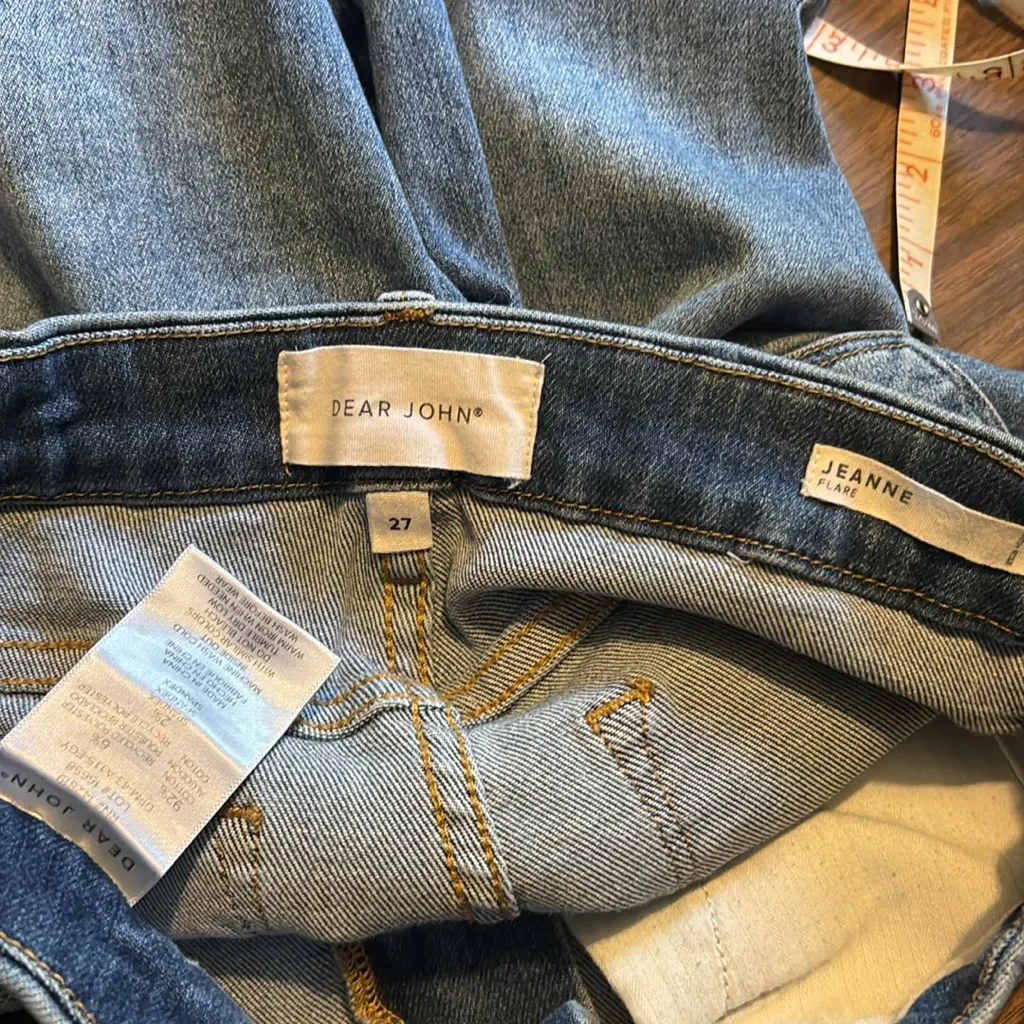 Dear John Size 27 Jeanne Flare High Rise Crop Front Split Jeans - Image 3