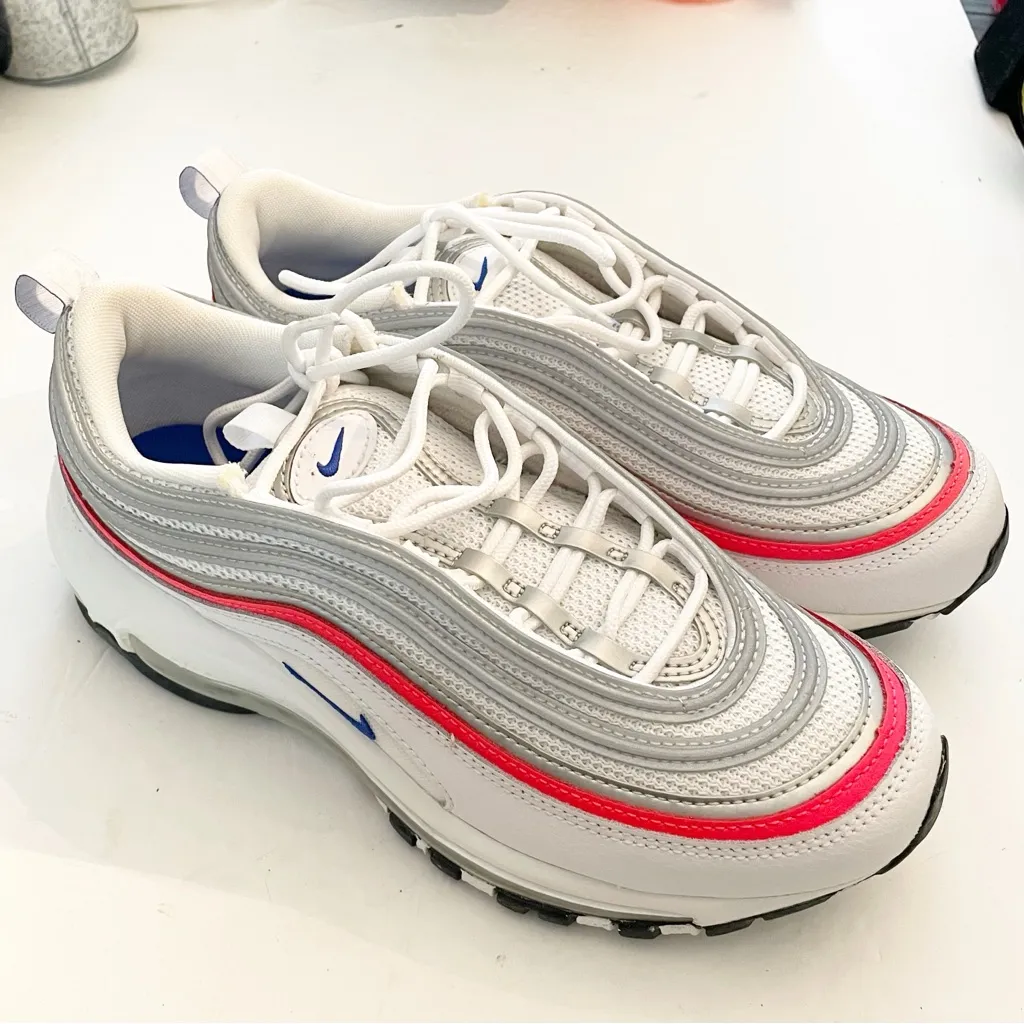 Nike Air Max 97 Size 7.5 Essential Sneakers White Multi Color‎ Low Top - Image 3