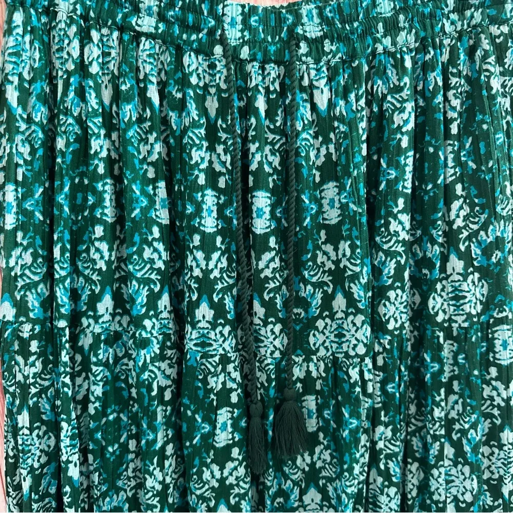 Laura Scott  Green Abstract Floral Print Prairie Skirt - Image 8