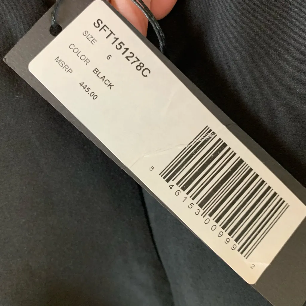 Halston Women’s Size 6 Black Silk Fit & Flare V-Neck Back Cutout Dress NWT - Image 10