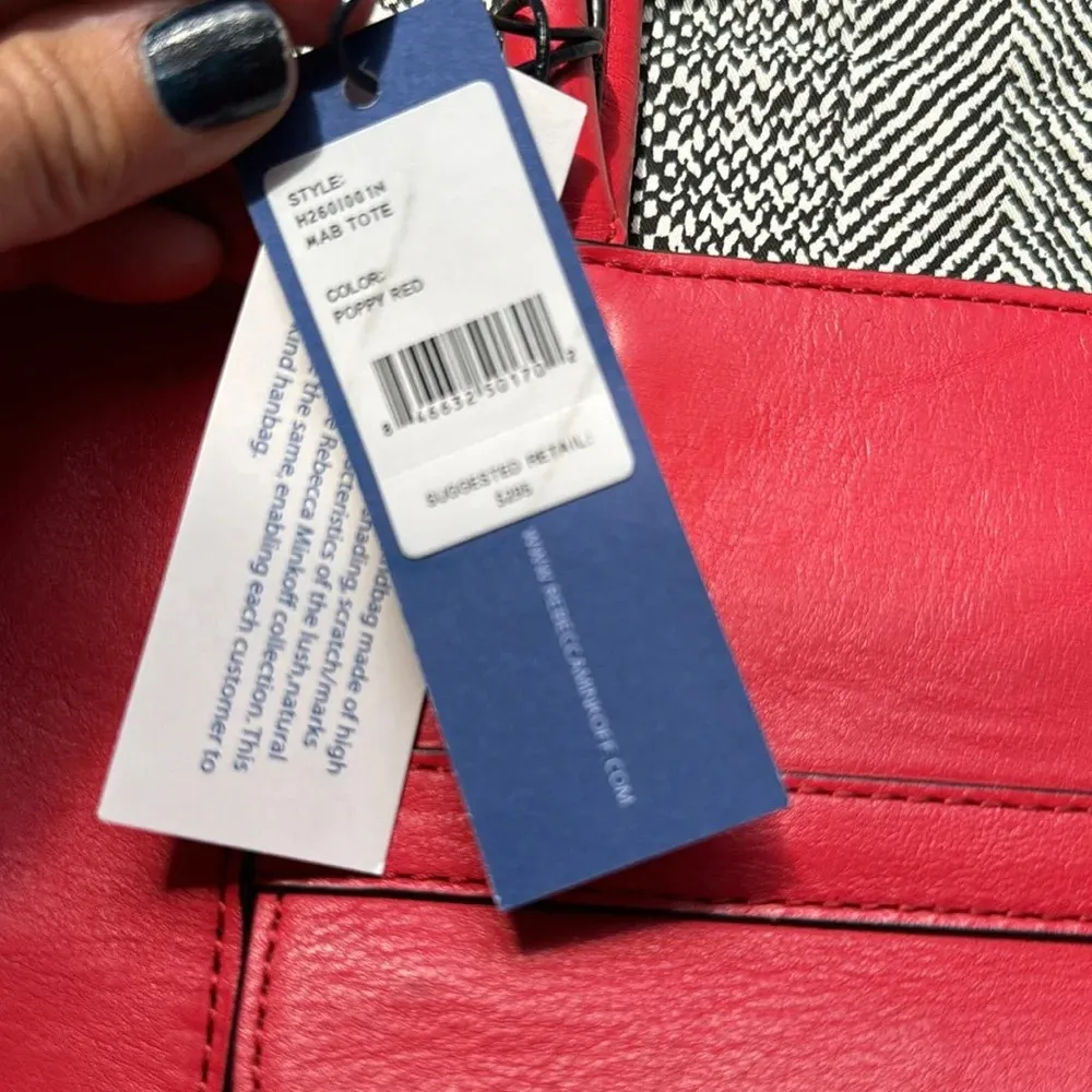 Rebecca Minkoff Poppy red Leather MAB Large Tote Shoulder Bag Portfolio NWT - Image 15