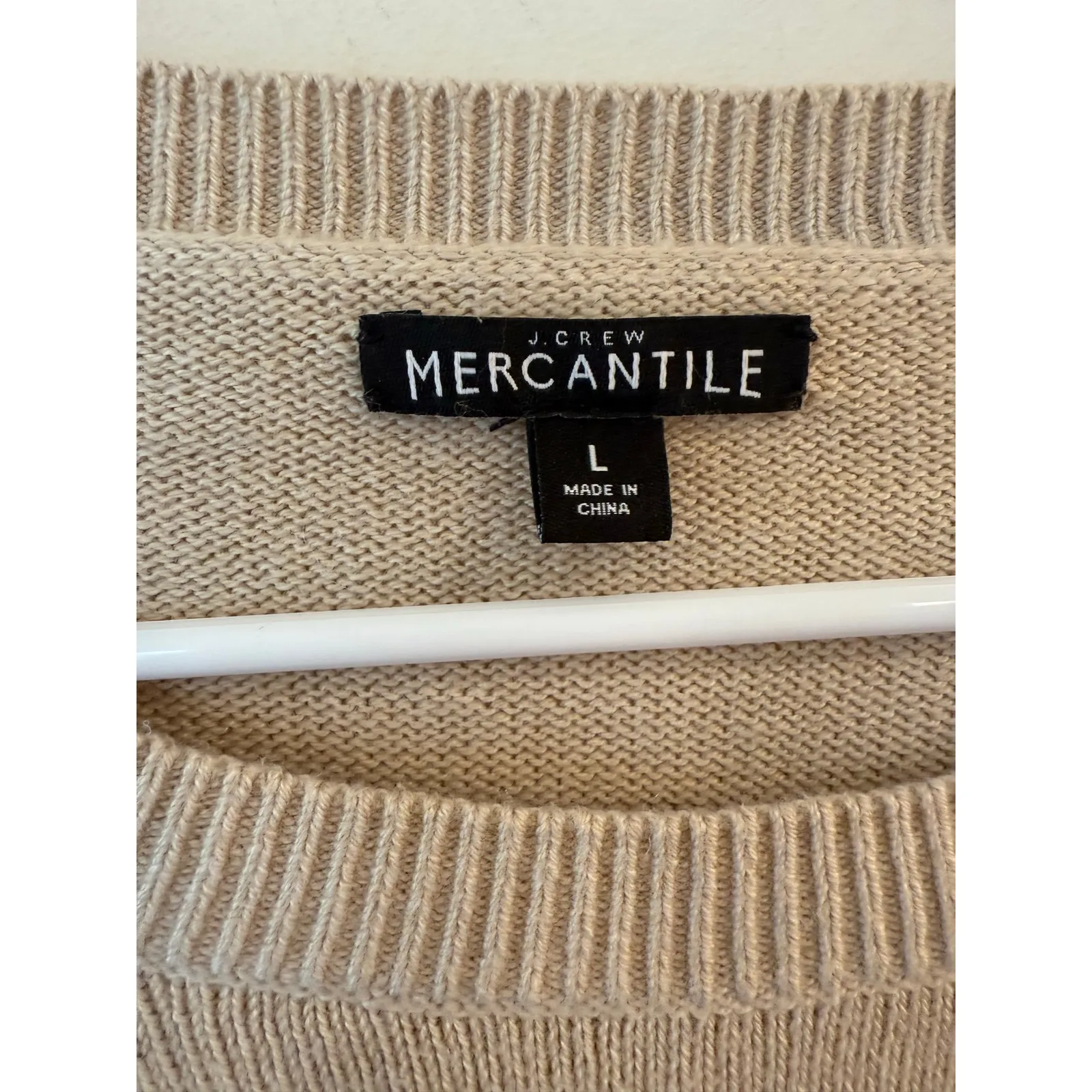 J. Crew Mercantile Sweater Womens Large Tan Knit Merino Wool Ribbon Bow Sleeve - Image 5