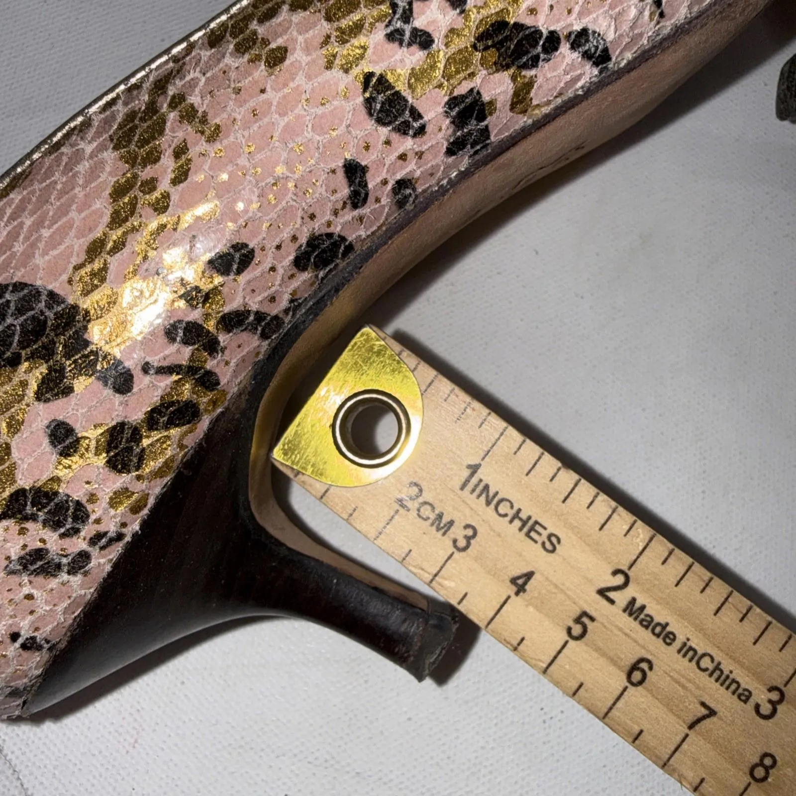 Michael Kors Heels Snake Skin Leather 2" Kitten Heels MK Logo Chain Women's 8M - Image 11