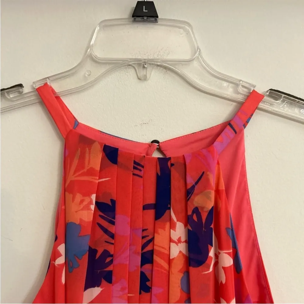 Vince Camuto Pink Coral Floral Printed Chiffon Halter High-Low Dress Size 6P - Image 5