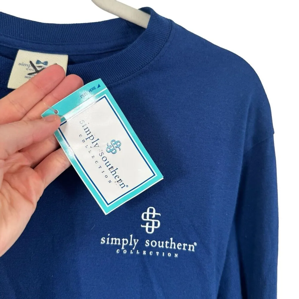 Simply Southern 'Cheer Up Buttercup' Golden Retriever Blue T-Shirt Womens Small - Image 5