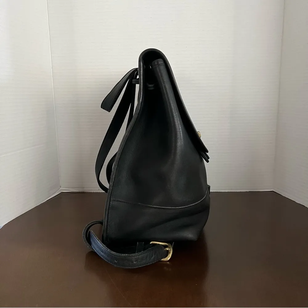 Vintage 1999 Coach Black Leather Daypack Bag Backpack 9791 with pull tag - Image 2