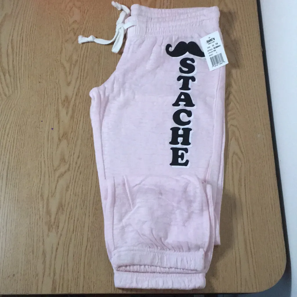 B61 New Womens Animal Print “🥸stache” Yoga Lounge Capri Sweatpants Size Small - Image 6