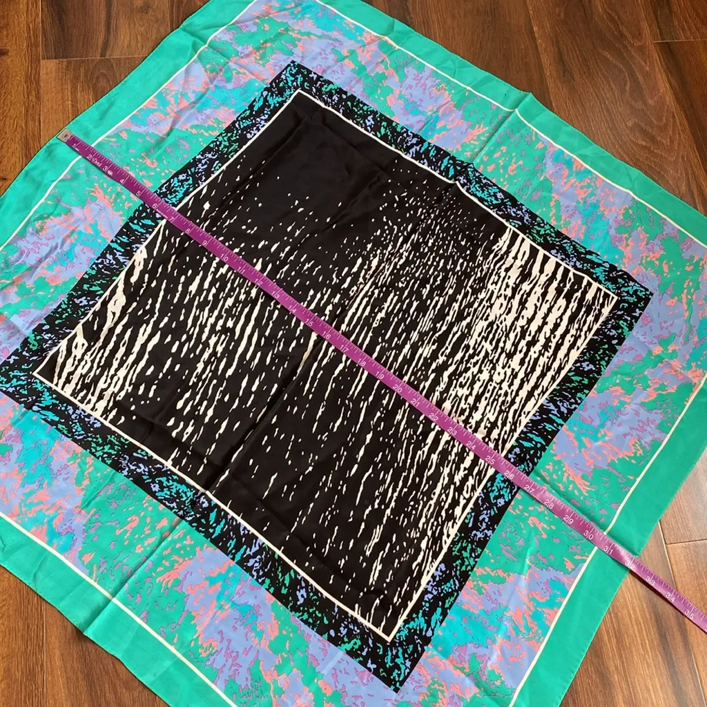 Honey Silk Scarf 80s Abstract Blue - Image 4