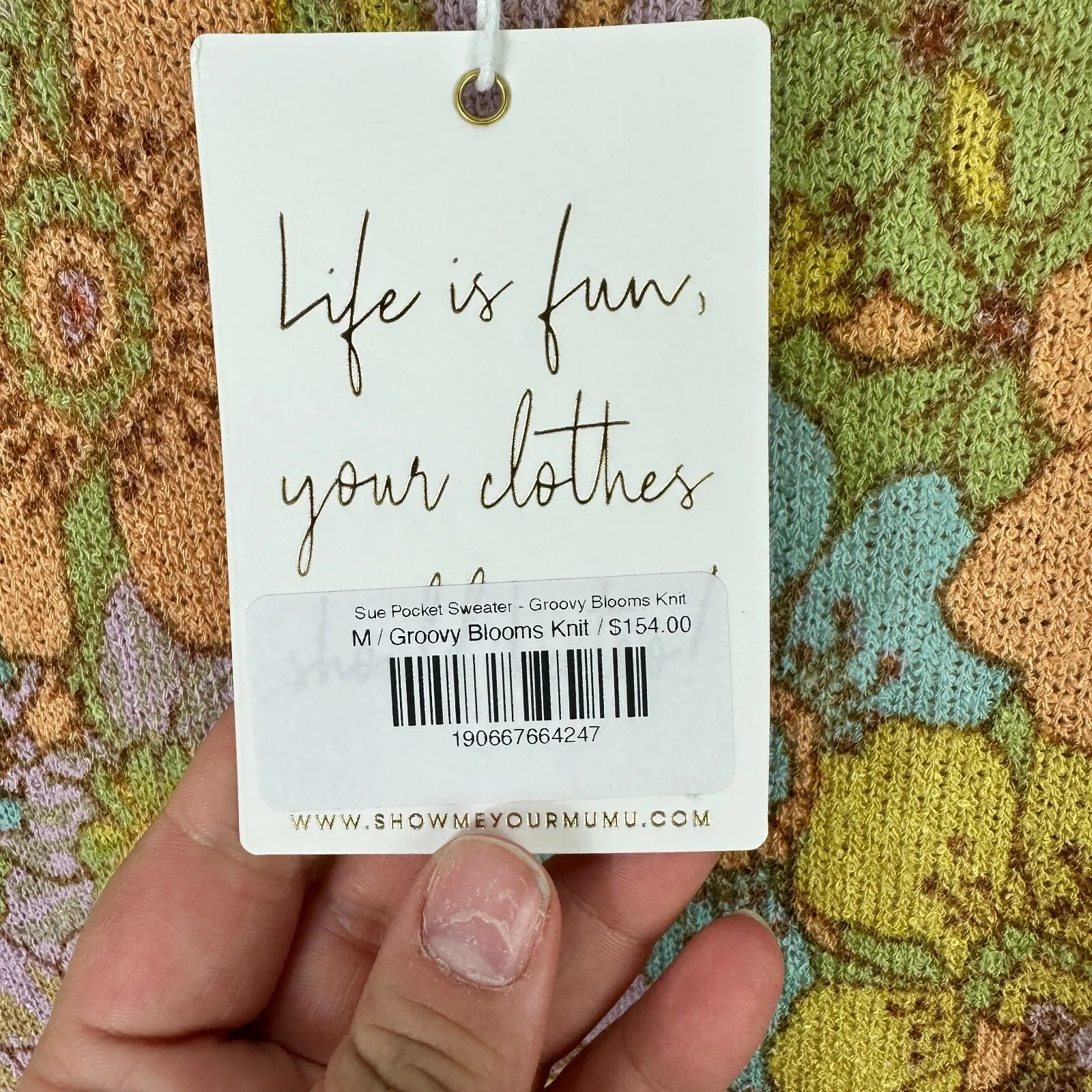 Show‎ Me Your Mumu Sweater M Multicolor Floral Knit Groovy Blooms Boho Retro NWT - Image 8