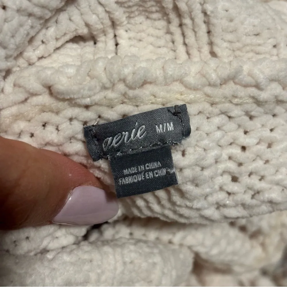 Aerie Chenille Oversized Turtleneck Sweater Ivory Cream- Size Medium - Image 8