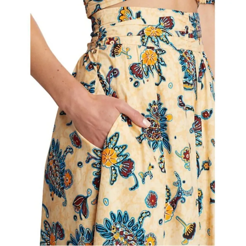 💕A.L.C.💕 Rylan Printed Puff Sleeve Top & Lucie Floral Maxi Skirt  ~ Apricot 2 - Image 12