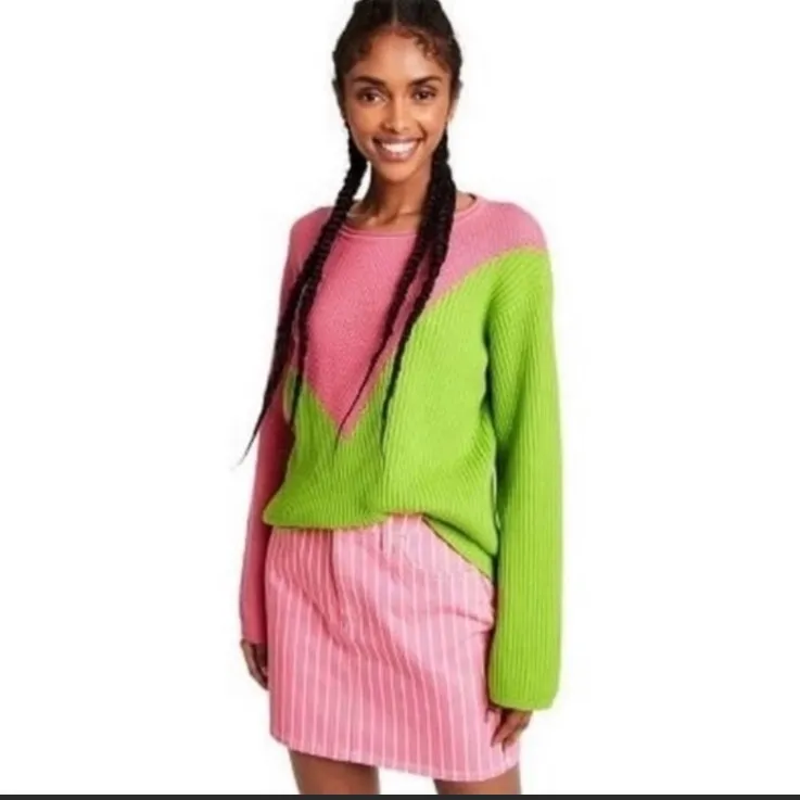 Victor Glemaud For Target Skirt 10 Pinstripe High Rise Mini Jean Skirt Pink NWT - Image 5