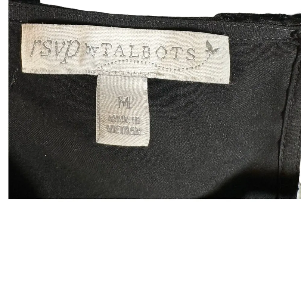 RSVP by Talbots Black Velvet Burnout Baroque Patterned Blouse Women's Medium - Image 4