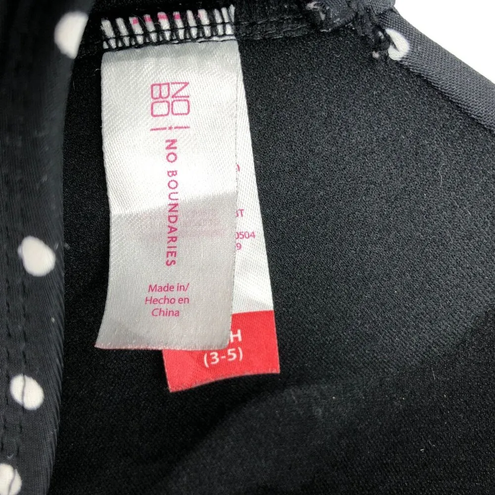 No Boundaries Bikini Top Molded Cups Padding String Ties Polka Dot Black White S - Image 3