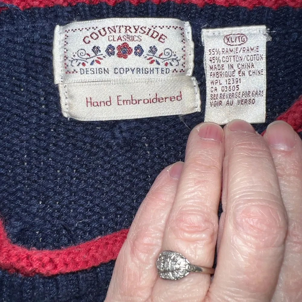 Adorable Vintage 1980s/90s Countryside Classics Hand Embroidered Sweater! Size XL - Image 4