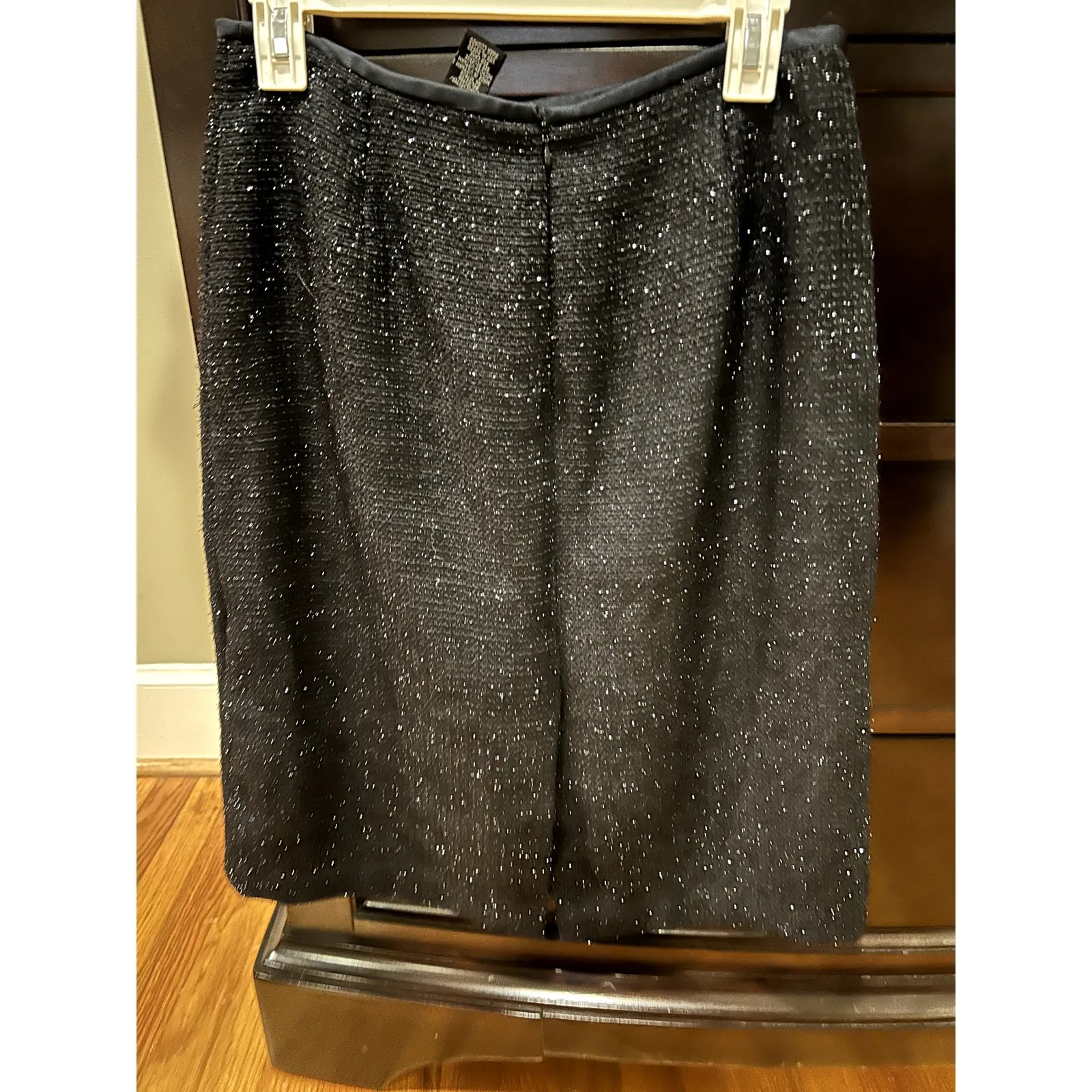 Isabella Size 12 Sparkly Straight Pencil Skirt Back Slit Holiday Party Cocktail Black - Image 3