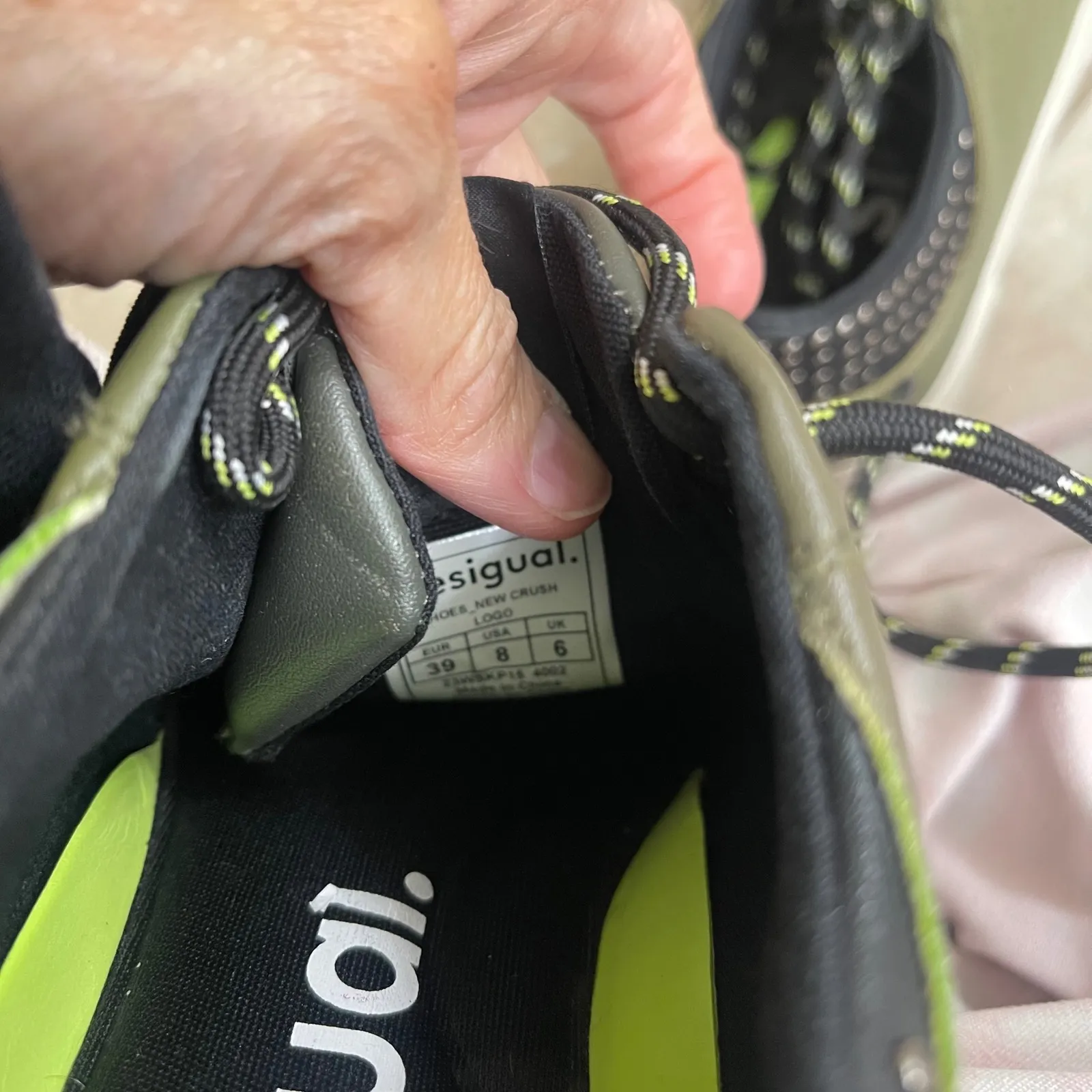 Desigual olive Green Studded Lace Up Sneakers Women's size 8 shoes comfort - Image 10