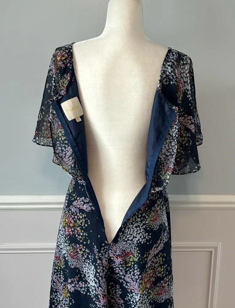 ModCloth Midi Dress Floral Flutter Sleeves Sz Small Flowy Boho Formal Pockets - Image 8
