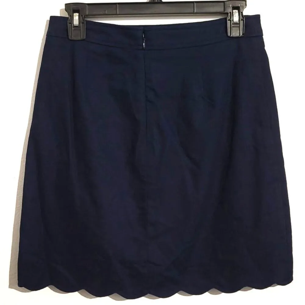J Crew Scalloped A-line Faux Wrap Mini Skirt Blue 2 - Image 2