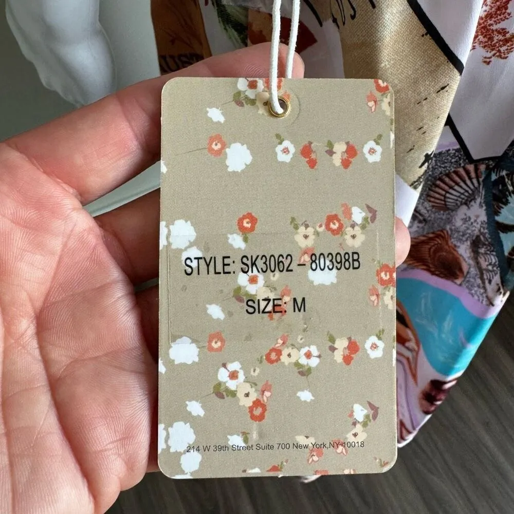 VTG 50’s Style Australia Travel Postcard Print Tie Waist Skirt NWT Blue Size M - Image 8