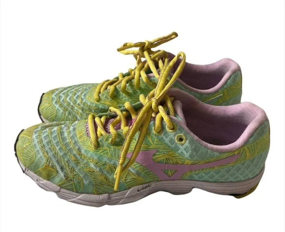 Mizuno Wave Sayonara Women's Size‎ 7 Running Shoes J1GD133068 Green Yellow Pink - Image 3