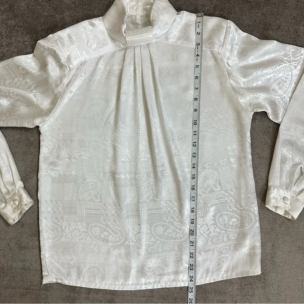 Oscar de la Renta  Expressions White Blouse Size 6 - Image 6