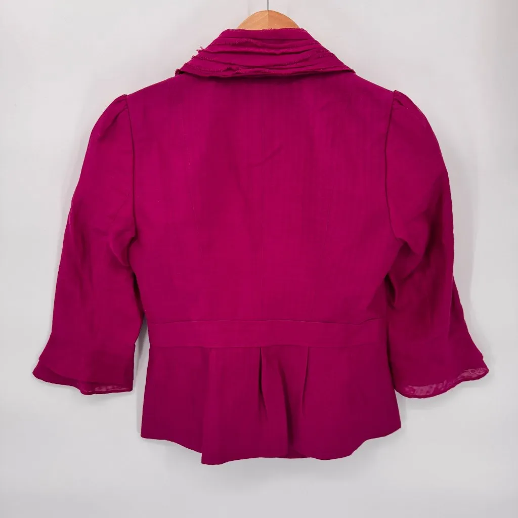 Classiques Entier Blazer Jacket Womens XS Pink Cotton‎ Silk Blend Sheer Sleeves - Image 6