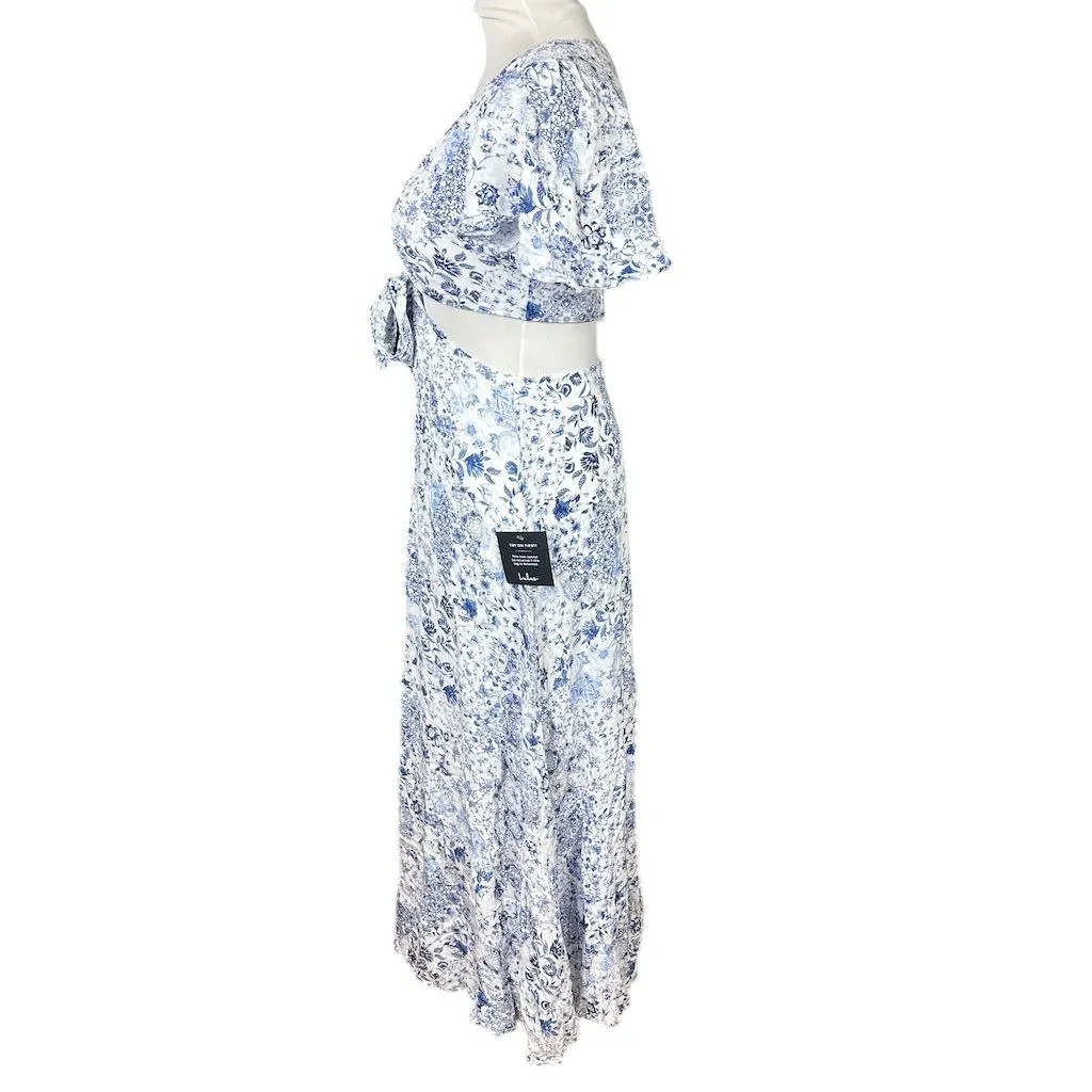 NWT Lulus Women's Stroll the Avenues White Floral Print Tie-Front Maxi Dress S - Image 8