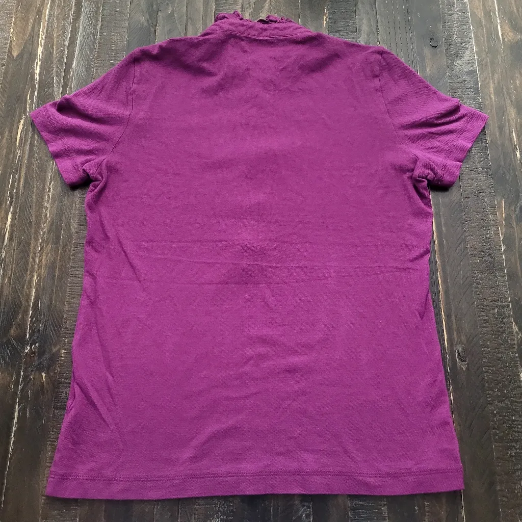 Tory Burch Ruffle Polo Shirt Women's Size Medium - Image 3