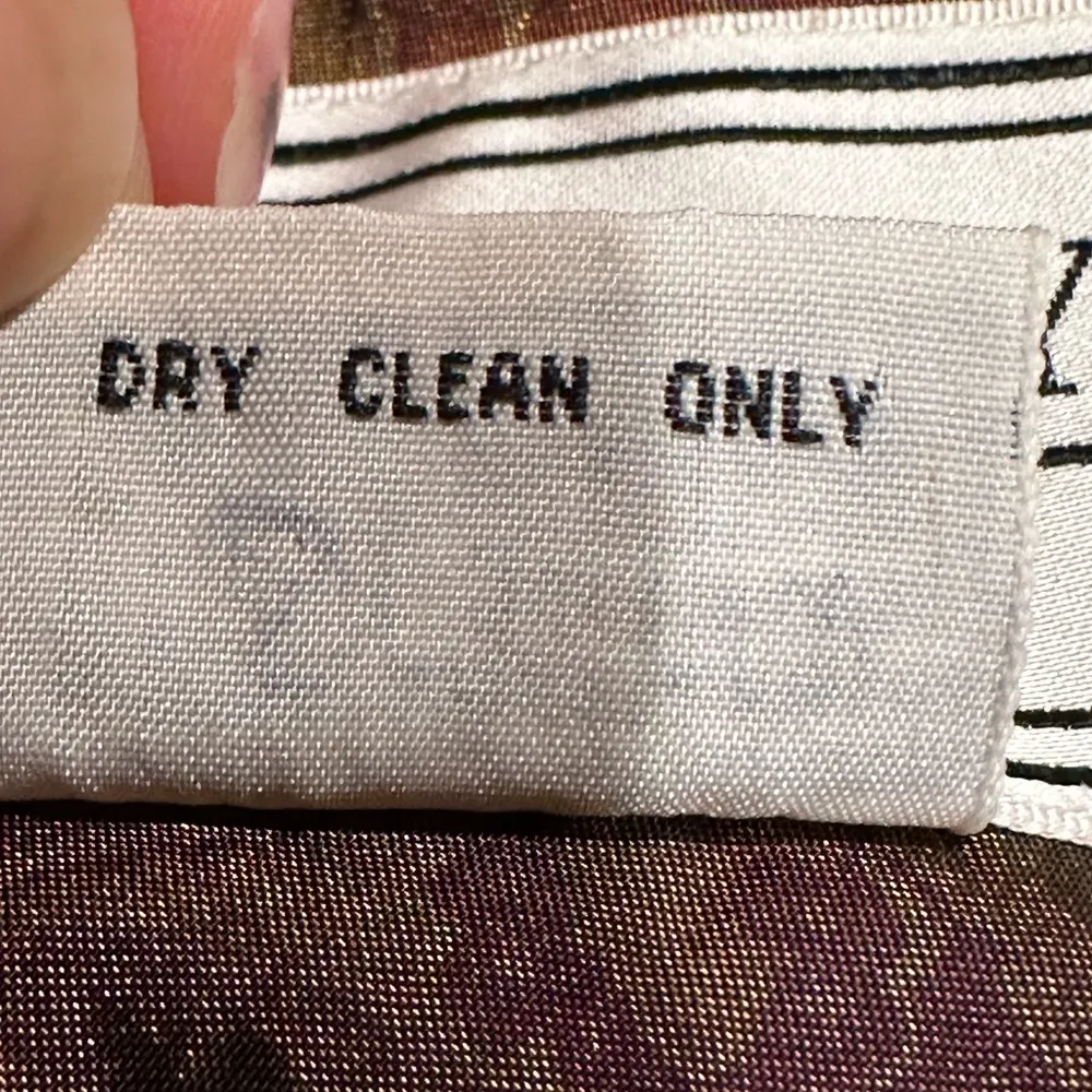 J. Gallery Double Breasted Brown/Green Metallic Paisley Trench Coat Sz 7/8 P - Image 15