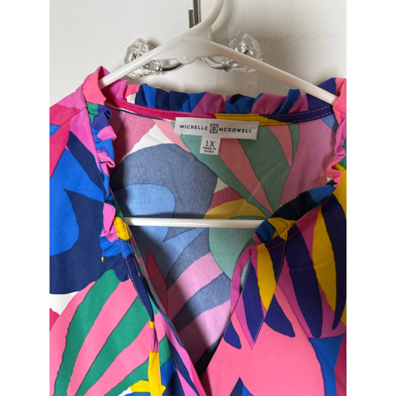 Michelle McDowell Drop Waist Bright Jewel Tone Colorful Mini Dress Women's 1X Blue - Image 4