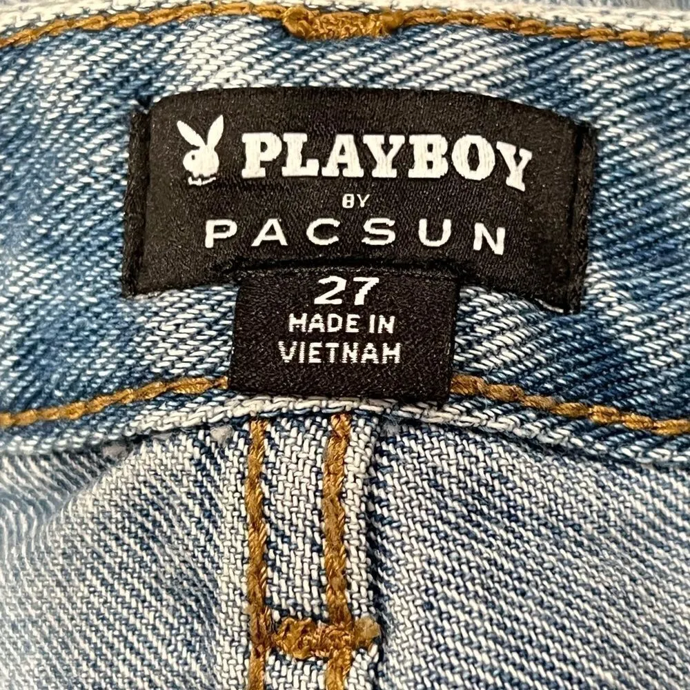 Playboy PacSun Bunny '90s Boyfriend Jeans High Rise Ripped Distressed Women’s 27 - Image 3