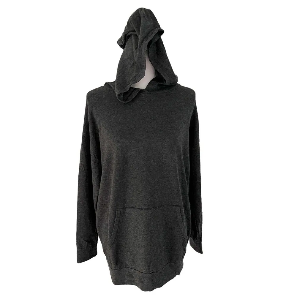 NWT LULUs Dark Gray Boxy Oversized Fleece Lined Lightweight Hoodie Sweatshirt XS - Image 2