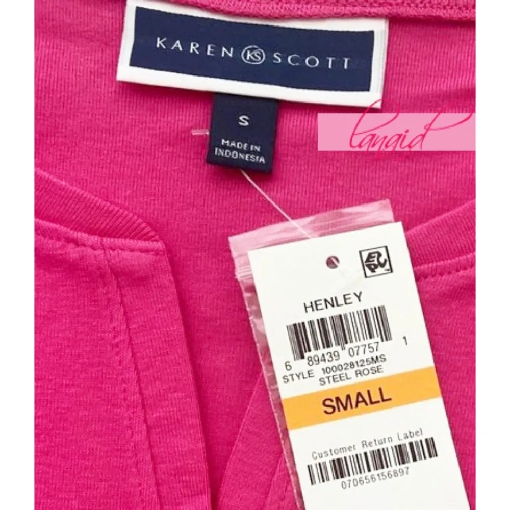 BUNDLE OUTFIT Karen Scott Henley Steel Rose Liberty Pro Neon Pink Lounge Shorts - Image 7