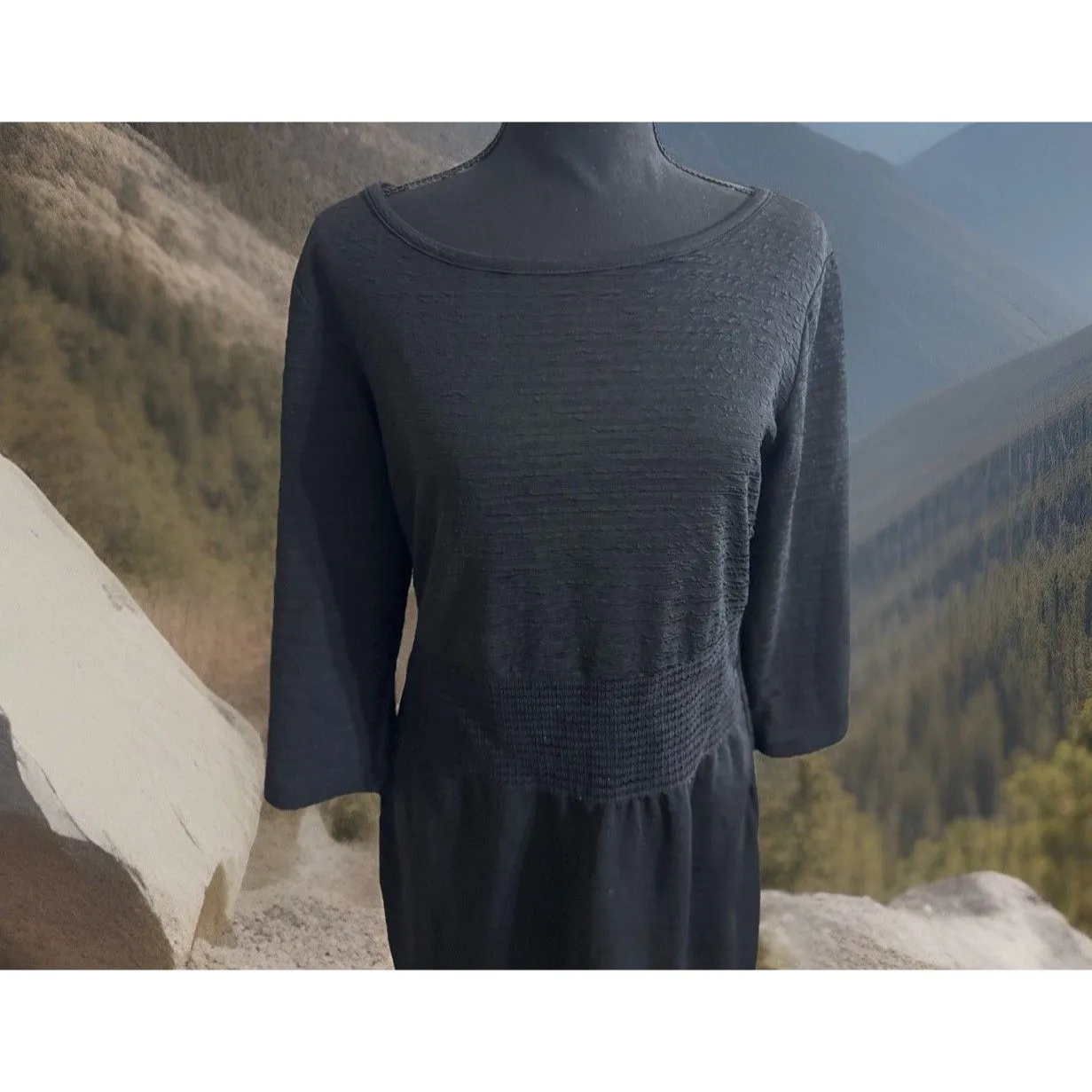 Chic Ashley stewart  Black Sheath Midi  Long Sleeve Dress 12 Comfy Made In USA‎ - Image 3