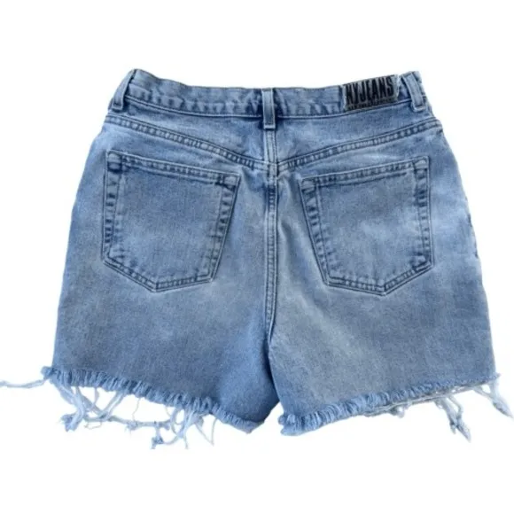 NY Jeans Denim Shorts High Waist Frayed‎ Hem Light Wash Casual Size 28 - Image 5
