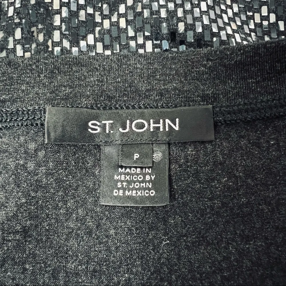 St John Black Metallic Sequin Blouse - Image 7