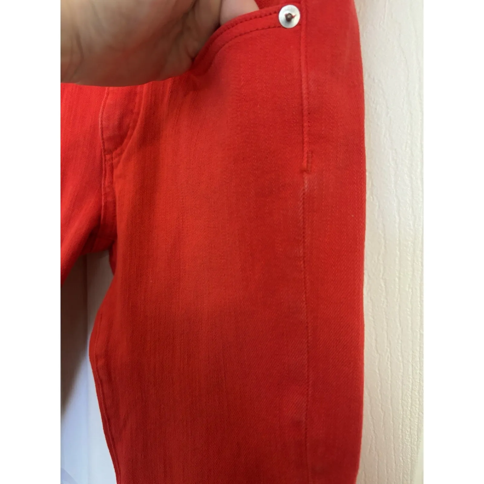 Veronica Beard Jeans Red Brooke 8.5” Crop Denim Pants Size 25 Valentine's Day - Image 5