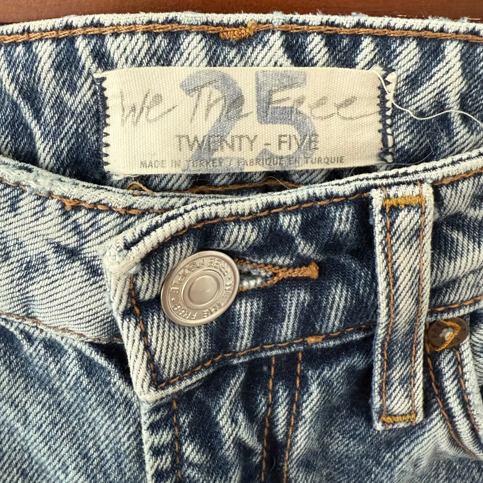 Free People We The Free My Own Lane Straight Jeans Acid Wash Distressed‎ Size 25 - Image 8