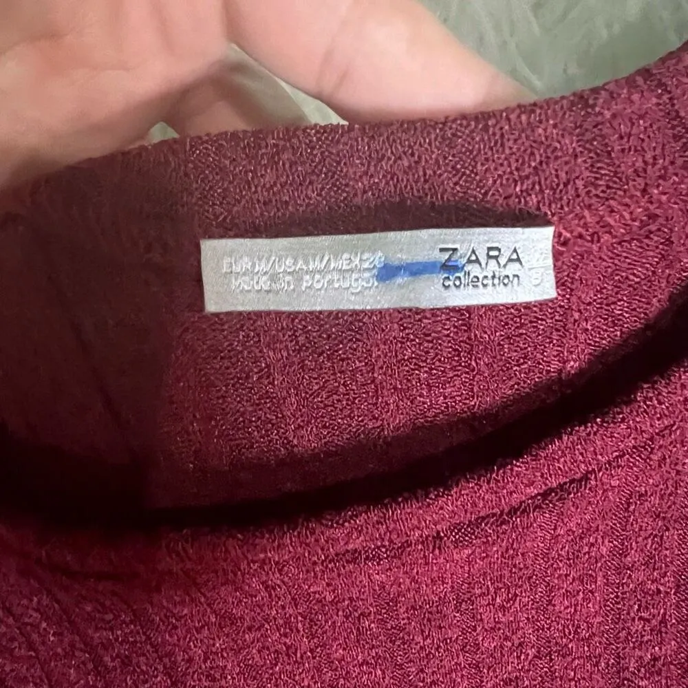 Zara long sleeve burgundy blouse  top M - Image 6