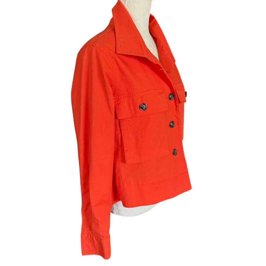 Cabi XS tiger lily orange long sleeve collared button down short swing jacket - Image 3